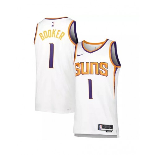 Camiseta de hombre Phoenix Suns Devin Booker #1 blanca 22/23 Swingman - Edición de la asociación