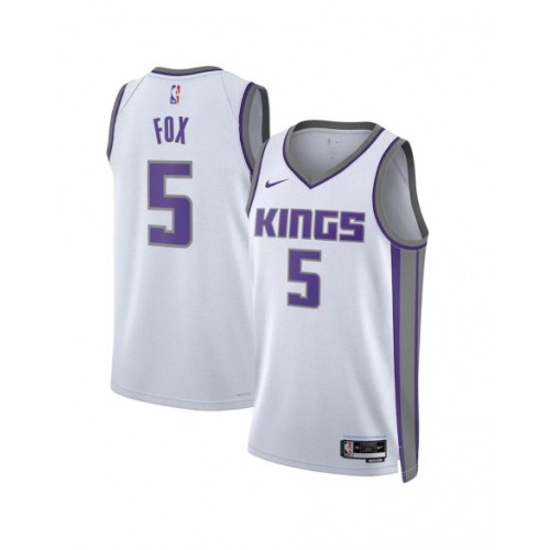 Camiseta de hombre Sacramento Kings De'Aaron Fox #5 blanca 22/23 Swingman - Edición de la asociación