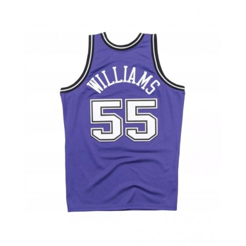 Camiseta auténtica de los Sacramento Kings Jason Williams #55 Mitchell & Ness Hardwood Classics para hombre color morado