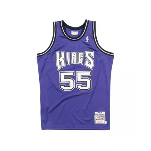 Camiseta auténtica de los Sacramento Kings Jason Williams #55 Mitchell & Ness Hardwood Classics para hombre color morado