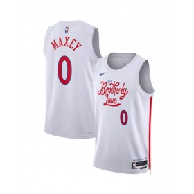 Camiseta Nike Tyrese Maxey #0 de los Philadelphia 76ers para hombre, color blanco 2022/23, edición City