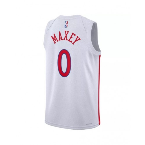 Camiseta Nike Tyrese Maxey #0 de los Philadelphia 76ers para hombre, color blanco 2022/23, edición City