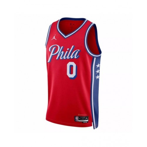 Camiseta de hombre Philadelphia 76ers Tyrese Maxey #0 Jordan Brand Swingman roja 2022/23 - Edición Statement