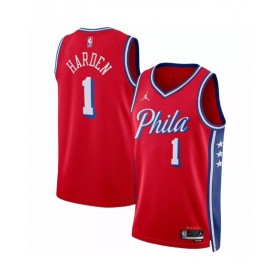 Camiseta de hombre Philadelphia 76ers James Harden #1 Jordan Brand Swingman roja 2022/23 - Edición Statement