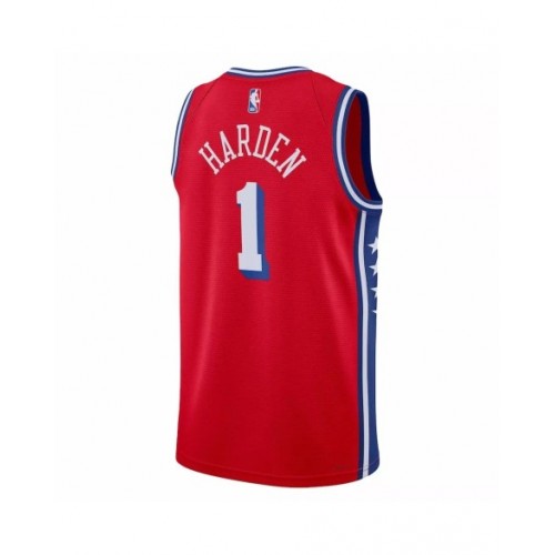 Camiseta de hombre Philadelphia 76ers James Harden #1 Jordan Brand Swingman roja 2022/23 - Edición Statement