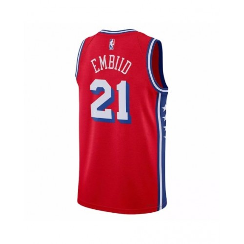 Camiseta de hombre Jordan Brand de Joel Embiid de los Philadelphia 76ers en color rojo 2022/23 Swingman - Edición Statement