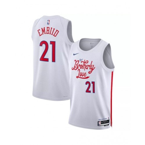 Camiseta Nike Joel Embiid #21 de los Philadelphia 76ers para hombre, color blanco 2022/23, edición City