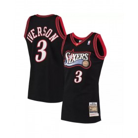 Camiseta de la NBA para hombre, con el número 3 de Iverson de los Philadelphia 76ers y el logo de Mitchell & Ness, color negro, 1997/98, Swingman