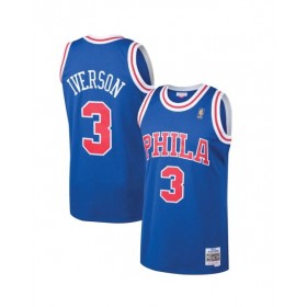 Camiseta de la NBA para hombre, con el número 3 de Iverson de los Philadelphia 76ers, Mitchell & Ness, azul, 1996/97, Swingman