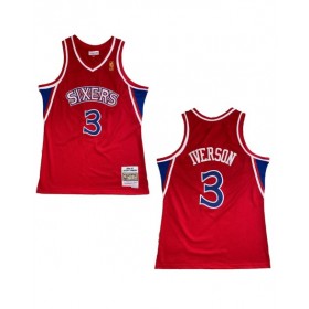 Camiseta de la NBA para hombre, edición clásica, con el número 3 de Iverson de los Philadelphia 76ers y el logo de Mitchell & Ness en rojo Swingman