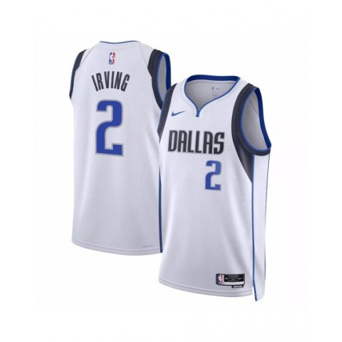 Camiseta Nike blanca 2022/23 Swingman de Kyrie Irving #2 de los Dallas Mavericks para hombre - Edición de la asociación