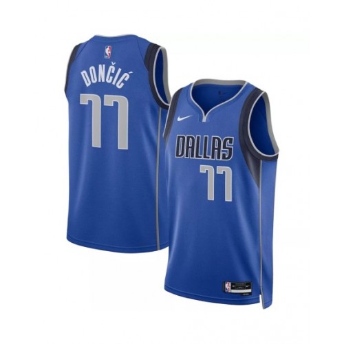 Camiseta Nike Royal Swingman 2022/23 de Luka Doncic #77 de los Dallas Mavericks para hombre - Edición Icon