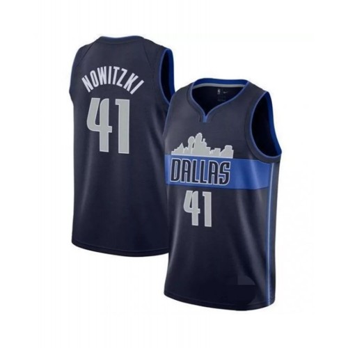 Camiseta azul Swingman Dirk Nowitzki #41 de los Dallas Mavericks para hombre