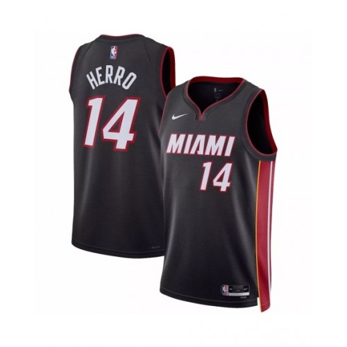 Camiseta Nike negra Swingman Tyler Herro #14 2022/23 de Miami Heat - Edición Icon