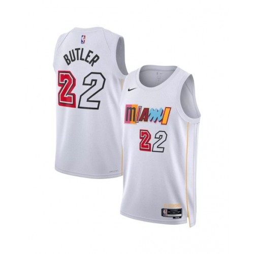 Camiseta Nike blanca 2022/23 Swingman Jimmy Butler #22 de los Miami Heat para hombre - Edición City