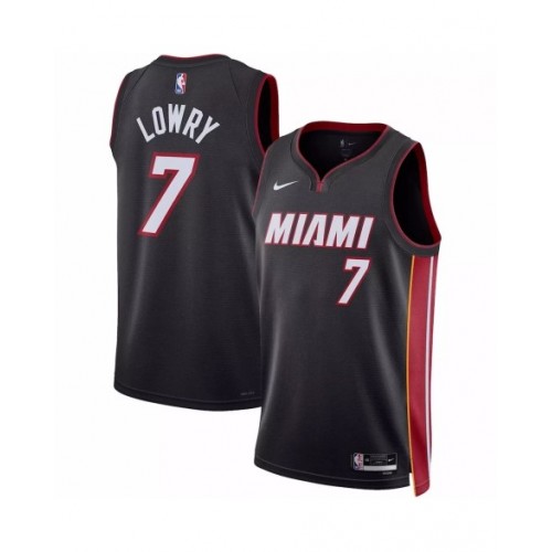 Camiseta de hombre Kyle Lowry #7 de Miami Heat, color negro, 22/23, Swingman - Edición Icon