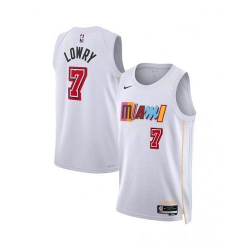 Camiseta Nike blanca 2022/23 Swingman Kyle Lowry #7 de Miami Heat - Edición City