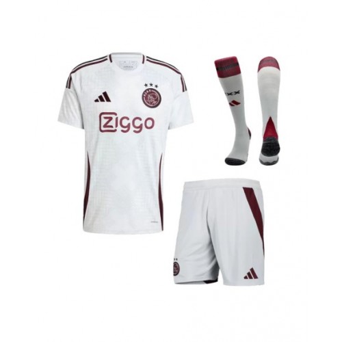 Kit de camiseta de fútbol de visitante del Ajax 2024/25 (camiseta + pantalón corto + medias)