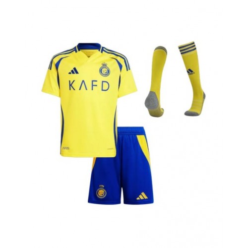 Kit de camiseta de fútbol local de Al Nassr 2024/25 para niños (camiseta + pantalones cortos + calcetines)