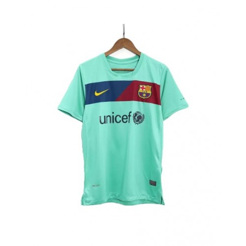 Camiseta de fútbol retro de visitante del Barcelona 10/11, color verde