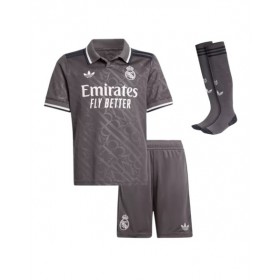 Kit de camiseta de fútbol de visitante del Real Madrid 2024/25 para niños (camiseta + pantalón corto + calcetines)