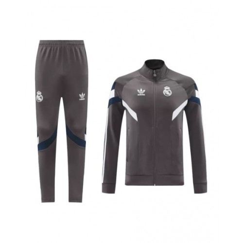 Conjunto de entrenamiento del Real Madrid 2024/25 - Gris (Chaqueta+Pantalones)