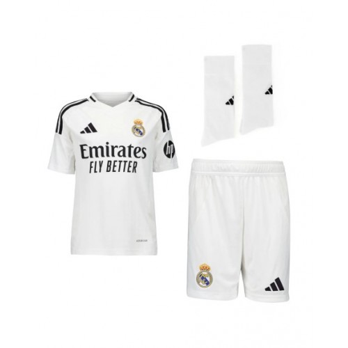 Kit de camiseta local del Real Madrid 2024/25 para niños (camiseta + pantalón corto + calcetines)