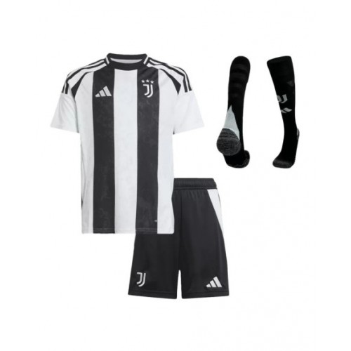 Kit de camiseta local de la Juventus 2024/25 para niños (camiseta + pantalones cortos + calcetines)