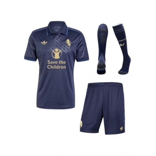 Kit de camiseta de fútbol de visitante de la Juventus 2024/25 (camiseta + pantalón corto + medias) - Patrocinador de Save The Children