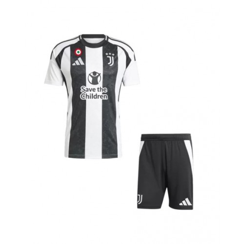 Kit de camiseta de fútbol local de la Juventus 2024/25 (camiseta + pantalón corto) - Patrocinador de Save The Children