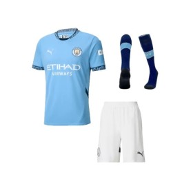 Kit de camiseta de local del Manchester City 2024/25 (camiseta + pantalón corto + medias)