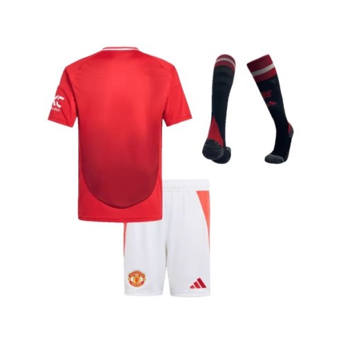 Kit de camiseta local del Manchester United 2024/25 para niños (camiseta + pantalones cortos + calcetines)