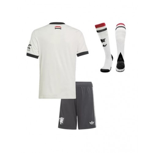 Kit de camiseta de fútbol de visitante del Manchester United 2024/25 para niños (camiseta + pantalones cortos + calcetines)