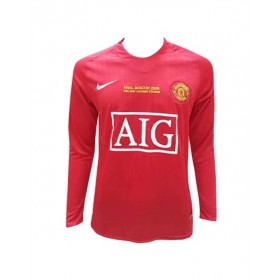 Camiseta retro de local de la Liga de Campeones del Manchester United 2007/08 de manga larga