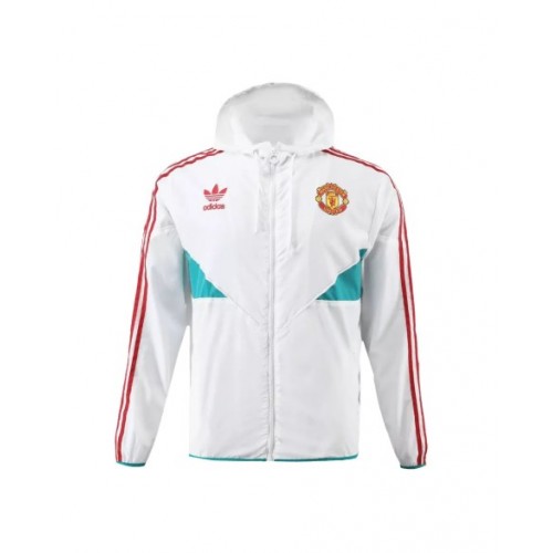 Chaqueta cortavientos con capucha del Manchester United 2023/24 - Blanco