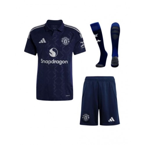 Kit de camiseta de visitante de fútbol del Manchester United 2024/25 (camiseta + pantalón corto + medias)