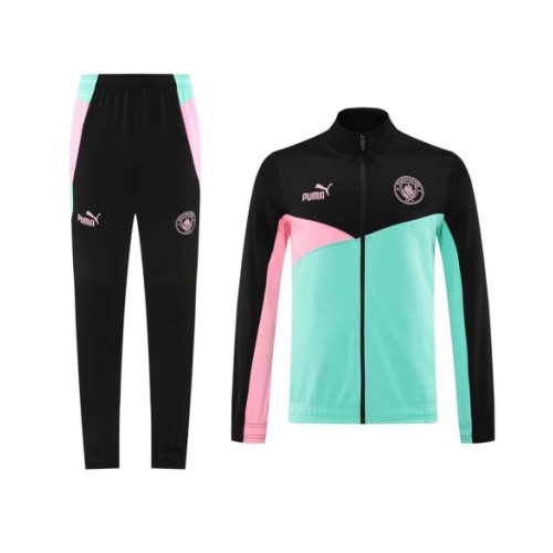 Conjunto de entrenamiento del Manchester City (chaqueta y pantalón) negro y verde 2024/25