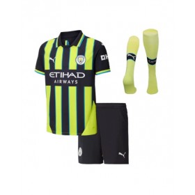 Kit de camiseta de fútbol visitante del Manchester City 2024/25 para niños (camiseta + pantalones cortos + calcetines)