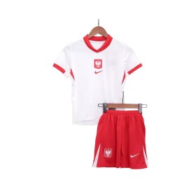 Kit de camiseta local de Polonia para la Eurocopa 2024 para niños (camiseta y pantalones cortos)