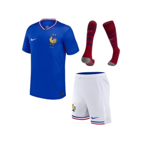 Kit de camiseta local de Francia para la Eurocopa 2024 para niños (camiseta, pantalones cortos y calcetines)