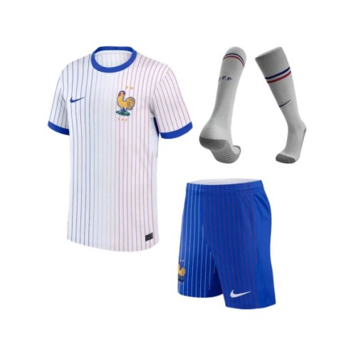 Kit de camiseta visitante de Francia para la Eurocopa 2024 (camiseta, pantalones cortos y medias)