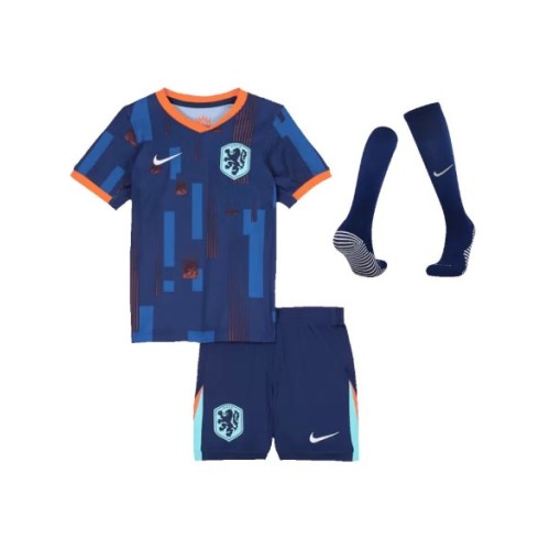 Camiseta visitante de Holanda para la Eurocopa 2024 para niños (camiseta, pantalones cortos y calcetines)