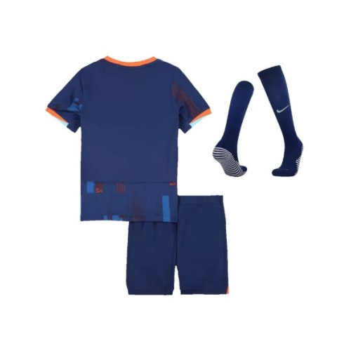 Camiseta visitante de Holanda para la Eurocopa 2024 para niños (camiseta, pantalones cortos y calcetines)