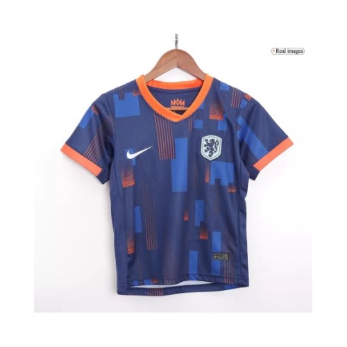 Camiseta visitante de Holanda para la Eurocopa 2024 para niños (camiseta y pantalones cortos)