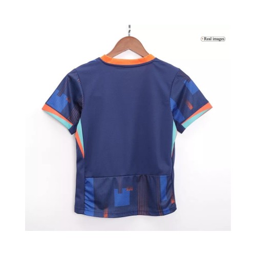 Camiseta visitante de Holanda para la Eurocopa 2024 para niños (camiseta y pantalones cortos)