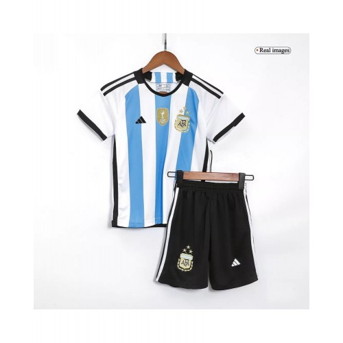 Kit de camiseta juvenil Argentina 2022 Local - TRES ESTRELLAS