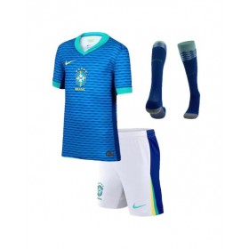 Kit de camiseta visitante de Brasil para la Copa América 2024 para niños (camiseta + pantalón corto + calcetines)