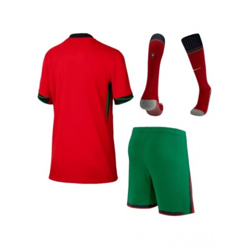 Kit de camiseta local de Portugal para la Eurocopa 2024 para niños (camiseta, pantalones cortos y calcetines)