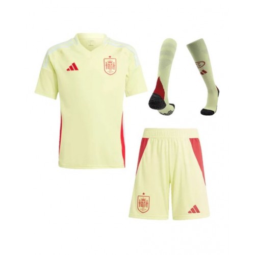 Camiseta visitante de España para la Eurocopa 2024 para niños (camiseta, pantalones cortos y calcetines)